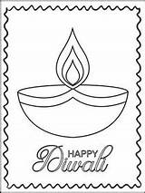 Diwali Printable Cards Card Happy Coloring Print sketch template