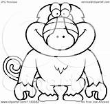 Monkey Baboon Clipart Cartoon Outlined Coloring Vector Cory Thoman Royalty sketch template