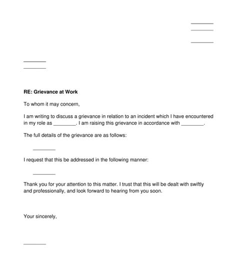 employment grievance letter sample template