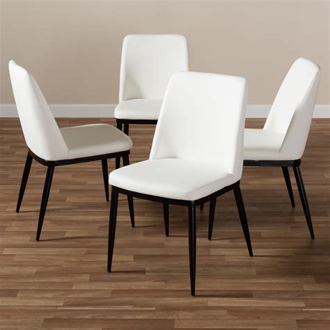 Set Of 4 Darcell Modern Chic Faux Leather Upholstered Metal Dining