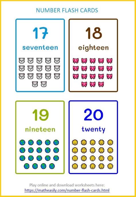 numbers flashcards    teaching aunt   numbers