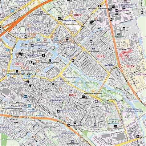 stadsplattegrond zwolle vector map plattegronden collectie