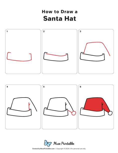 learn   draw  santa hat step  step   printable