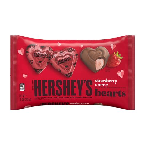 hersheys milk chocolate filled  strawberry flavored creme hearts candy valentines day