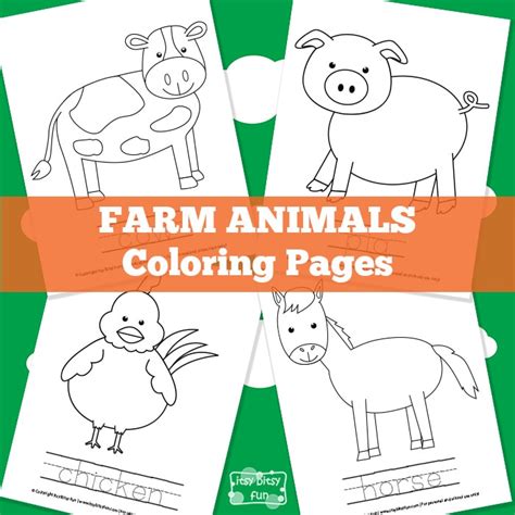 farm animal coloring pages itsy bitsy fun