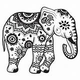 Coloring Elephant Mandala Outline Pages Indian Tattoo Drawing Pattern Color Printable India Adults Clipart Elephants Print Clip Tattoos Stencil Designs sketch template