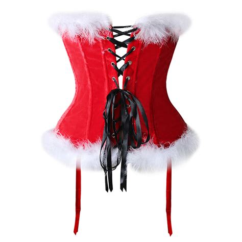 Womens Miss Santa Christmas Costume Bustier Corset Top Xt2042
