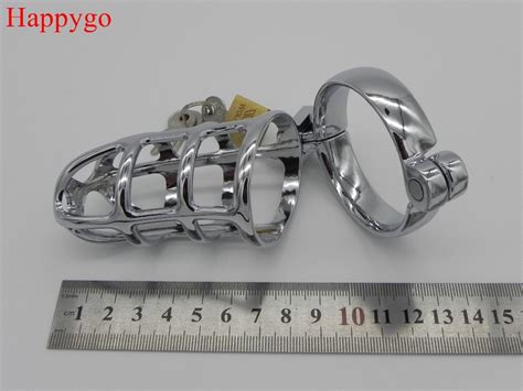 Happygo Medium Size Alloy Metal Chastity Cages Cock Cage Penis Lock