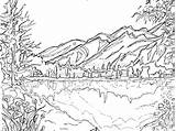 Scenery Mountain Scene Drawing Coloring Pages Printable Colouring Adults Winter Beautiful Getdrawings sketch template