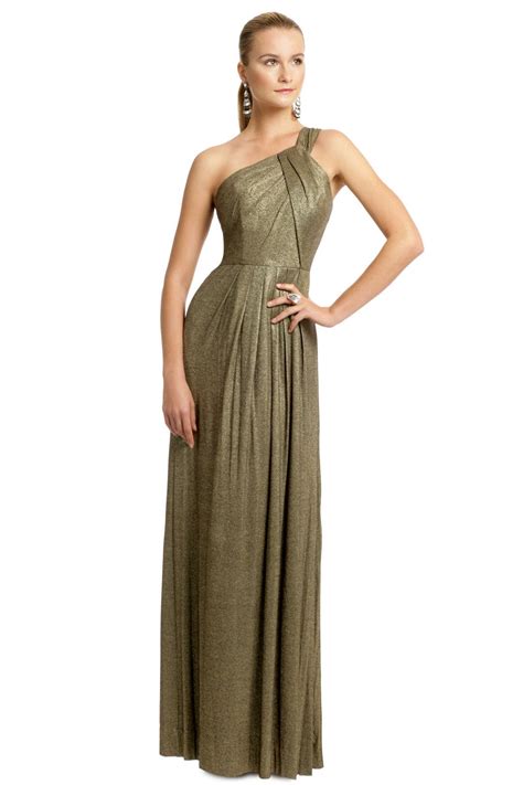 Gold Metallica Pleat Gown By Milly For 130 Rent The Runway