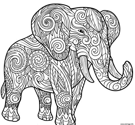 coloriage elephant pour adulte animaux jecoloriecom