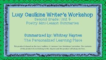 lucy caulkins summaries writing workshop  grade unit  poetry