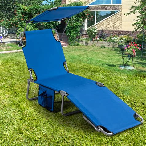 gymax foldable lounge chair adjustable outdoor beach patio pool recliner  sun shade walmart
