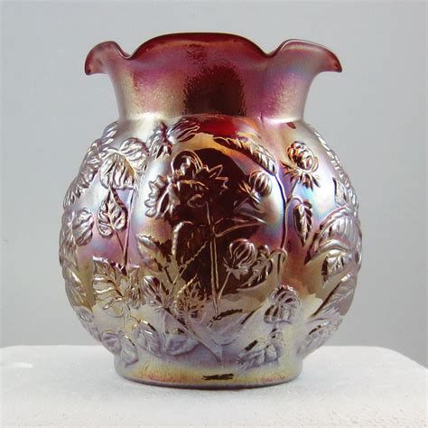 Imperial Red Chrysanthemum Carnival Glass Vase Carnival