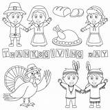 Coloring Thanksgiving Pages Printable Pilgrim Indians Pilgrims Indian Choose Board Children Cute Turkey sketch template