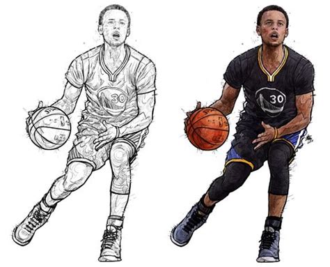stephen curry   moving illustration super coloring pages