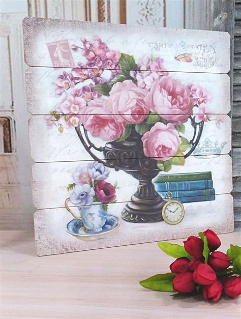 Baule in legno grezzo stile mare. Quadro per Soggiorno dipinto su legno Country Chic ROMA 4 Quadri
