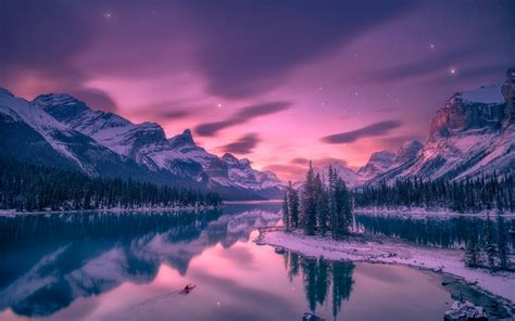 wallpapers sunset mountain landscape winter alberta canada forest trees mountain