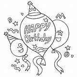 Birthday Coloring Happy Pages Balloons Color Printable Drawing Aunt Three Card Nana Line Teacher Cards Baloon Colouring Getcolorings Flying Adult sketch template