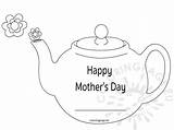 Teapot Card Mothers Mother Coloring Happy Preschool Coloringpage Eu sketch template