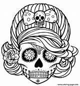Skull Coloring Pages Cute Adult Girl Printable Print Sugar Skulls Color Dead Sheet Halloween sketch template