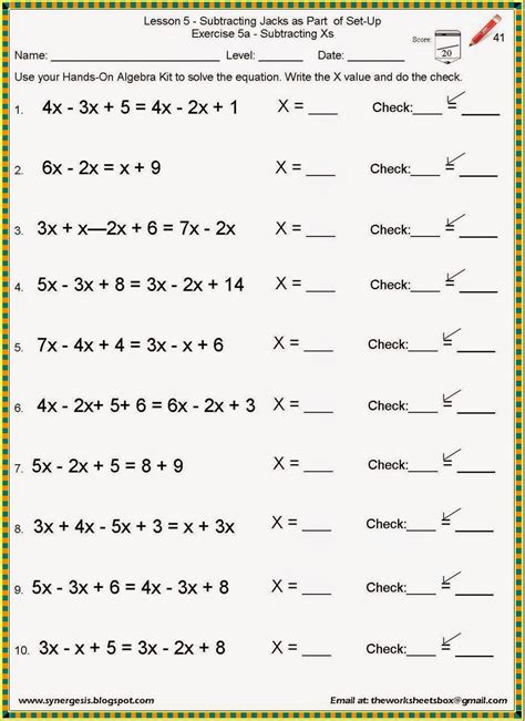 worksheets box algebra
