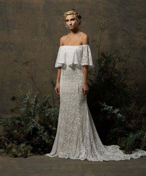 lottie  shoulder lace wedding dress dreamers  lovers