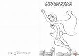 Coloring Super Mom Card Pages Printable sketch template