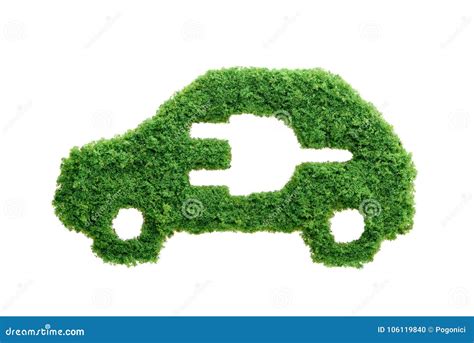 automobile elettrica  eco dellerba verde isolata fotografia stock