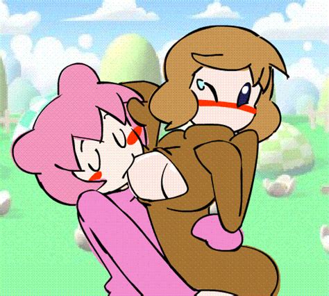 rule 34 animated blush breast suck breasts brown hair closed eyes crying kirby kirby series
