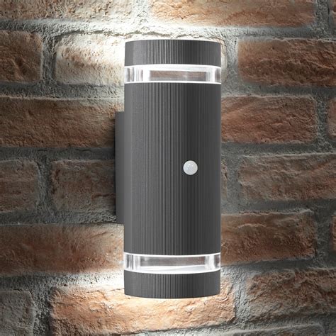 auraglow pir motion sensor double   outdoor wall security light ebay