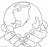 Hands Coloring Pages Gods Holding Earth Hand Drawing Template Sketch sketch template