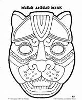 Mayan Mask Coloring Masks Pages Template Jaguar Aztec Mexican Maya Printable Drawing Calendar Colouring Symbols Kids African Color Tikal Temple sketch template