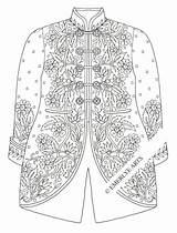Coloring Etsy Printable Pages Jacobean Jacket Adult Embroidered Cynthia sketch template