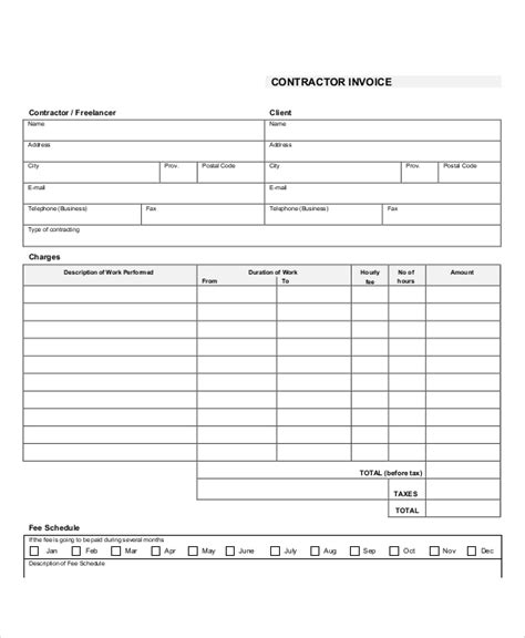 contractor invoice template independent contractor invoice bonsai