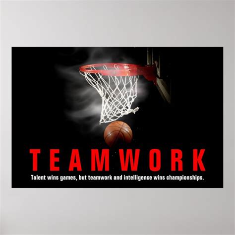 Teamwork Basketball Inspirational Quote Players Poster