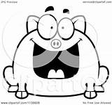 Grinning Pig Chubby Clipart Cartoon Outlined Coloring Vector Cory Thoman Royalty sketch template