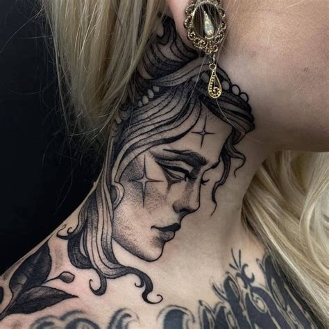 attractive neck tattoo art  women ideasdonuts