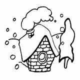 House Snow Winter Coloring Surfnetkids sketch template