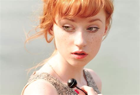 women redhead alina kovalenko freckles looking away face lollipop wallpapers hd desktop