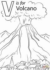 Volcano Supercoloring Preschool Vulkan Letters sketch template