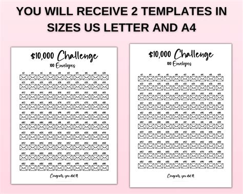 buy   envelope challenge printable  savings tracker