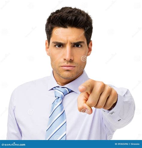 young businessman pointing   stock photo image  portrait
