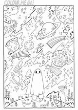 Pages Coloring Sad Aesthetic Colouring Indie Ghost Space Club Themed Cute Printable Adult Kid Book Kids Tumblr Drawings Sheets Mindfulness sketch template