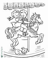 Coloring Pages Summer Go Horse Round Merry Carousel Color Kids Printable Print Coloriage Holiday Sheets Kid на Manege Boy Colouring sketch template