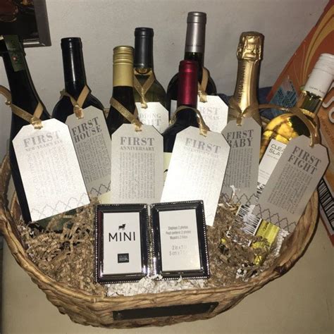 bridal shower wine basket  milestone tags  pulp paper goods