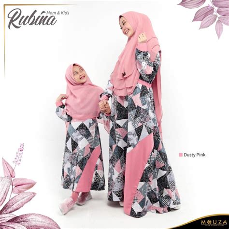 gamis couple ibu  anak rubina  mouza dusty pink muslimah factory