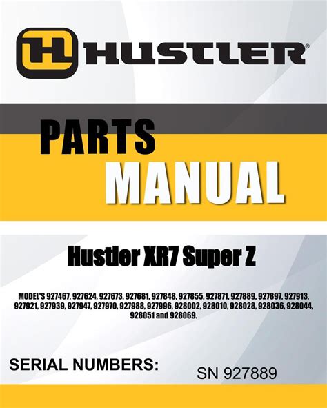 hustler xr super  sn  parts manual hustler lawn mowers parts