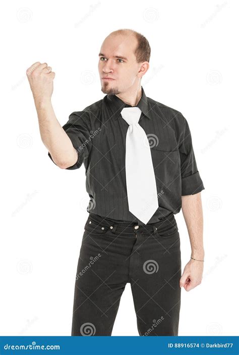 angry man showing  fist isolated stock photo image  face
