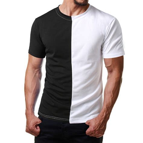 custom mens two tone color block half black half white t shirt buy